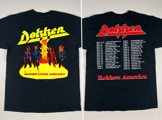 Discover Dokken T-Shirt, Dokken Under Lock And Key Tour 1985 Unisex T-Shirt
