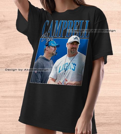 Discover Limited Dan Campbell Vintage 90s Motor City Dan Campbell Oversize Shirt