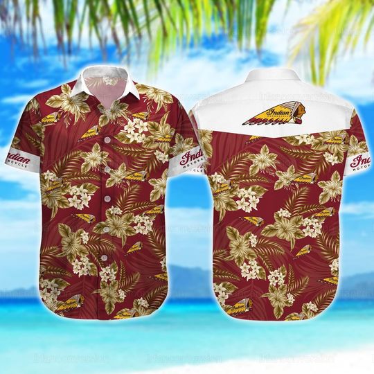 Discover Motorcycle Hawaiian Shirt, Indian Hawaii Shirt, Button Down Hawaiian Shirt