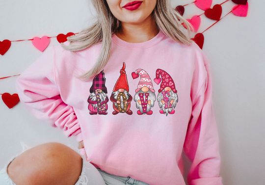 Discover Gnome Love Leopard Valentine's Day Sweatshirt