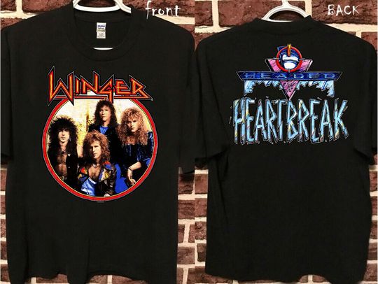 Discover Vtg Winger Headed For A Heartbreak Tour 1989 T-Shirt, Winger T-Shirt