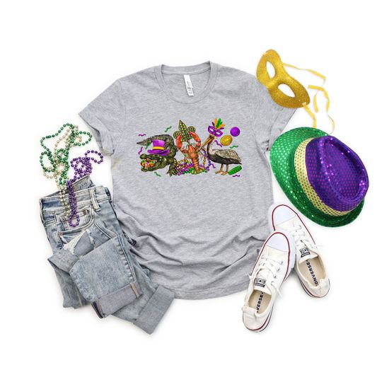 Discover Mardi Gras Alligator Crawfish Shirt,Mardi Gras Carnival Shirt