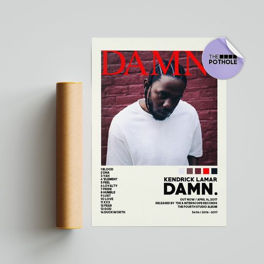 Discover Kendrick Lamar DAMN. / Kendrick Lamar Posters / Damn Poster/ Album Cover Poster