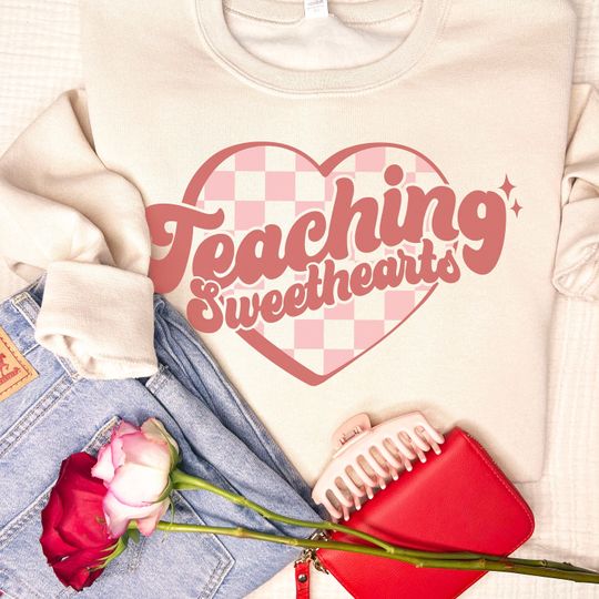 Discover Checkered Heart Teaching Sweethearts Teacher Sweatshirt