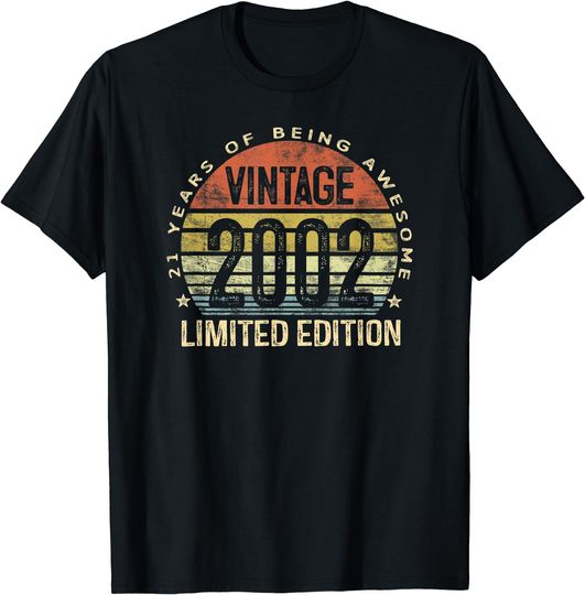 Discover 21 Year Old 21st Birthday Gifts Him Vintage 2002 Male Bday T-Shirt