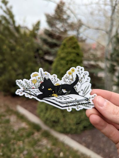 Discover Cat on Books Sticker