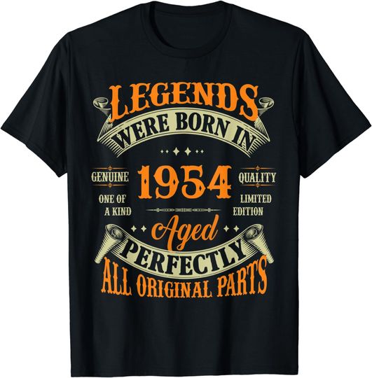 Discover 69th Birthday Tee Vintage Legends Born In 1954 69 Years Old T-Shirt