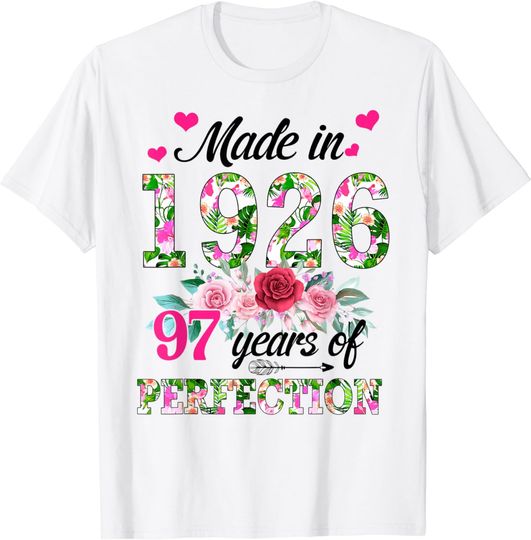 Discover Made In 1926 Floral 97 Year Old 97th Birthday T-Shirt