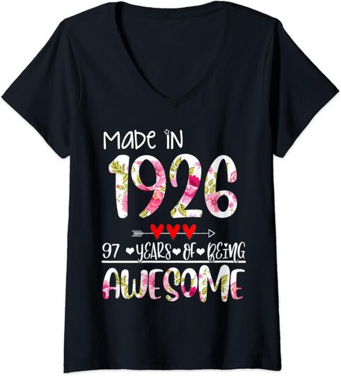 Discover 97th birthday gifts for women, Floral Made in 1926 Birthday T-Shirt