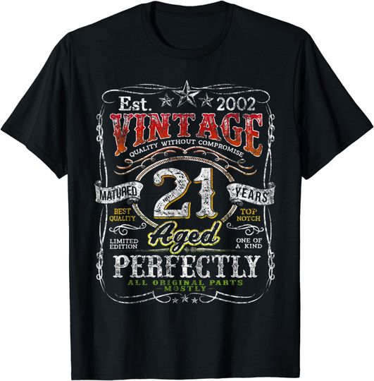 Discover Vintage 2002 Limited Edition 21 year old 21st Birthday Mens T-Shirt