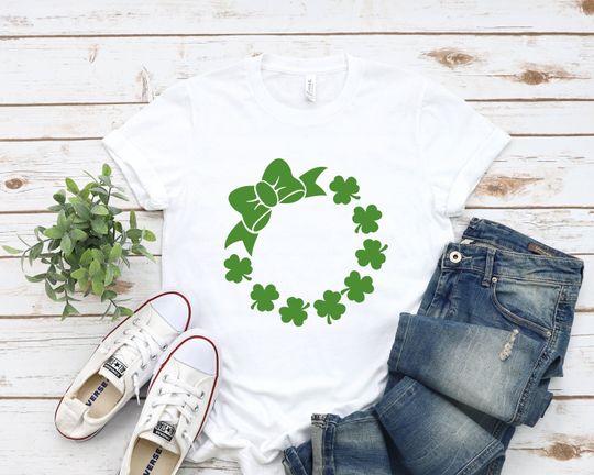 Discover Shamrock Circle With Ribbon St Patricks Day Shirt