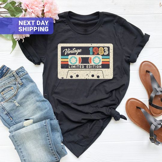 Discover Vintage 1983 T-Shirt, 1983 Cassette Shirt,  40th Birthday Shirt