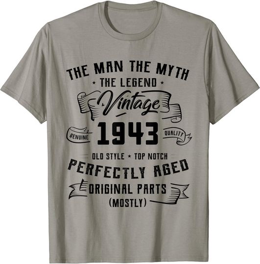 Discover Mens Man Myth Legend 1943 80th Birthday Gift For 80 Years Old T-Shirt