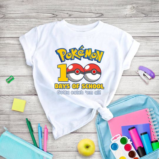 Discover Poke Ball 100 Days Of School Shirt Gotta Catch Them All Shirt