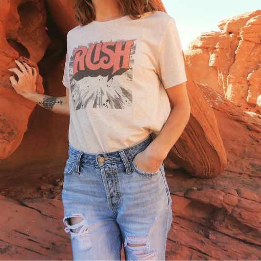 Discover Vintage RUSH oatmeal Small graphic t-shirt