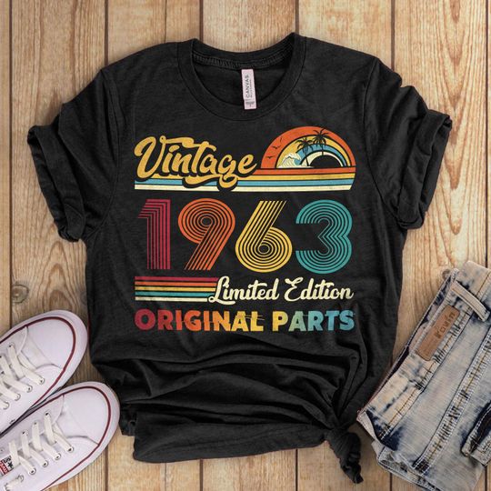 Discover Vintage 1963 Birthday Gift Shirt - Original Parts Celebrating 60