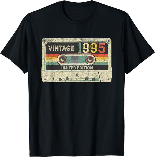 Discover Vintage 1995 Limited Edition Cassette Tape 28th Birthday T-Shirt
