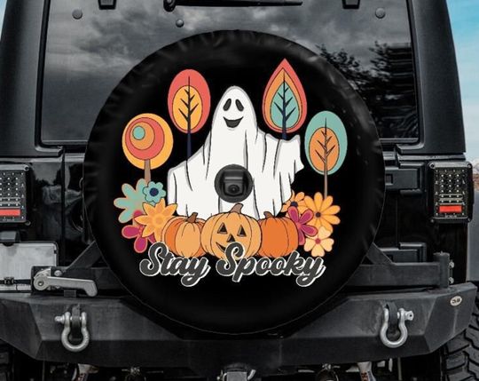 Discover Ghost Spare Tire Cover - Stay Spooky for Halloween