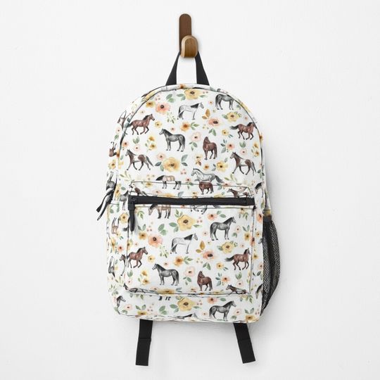 Discover Horses with Yellow and Pink Flowers, Horse Decor, Watercolor Floral  Backpack