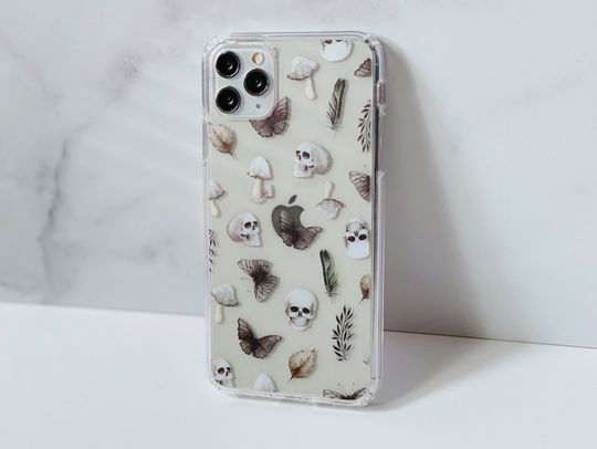Discover Halloween Grunge Skull Clear iPhone Case
