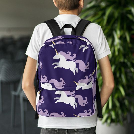 Discover White Unicorn Purple Backpack