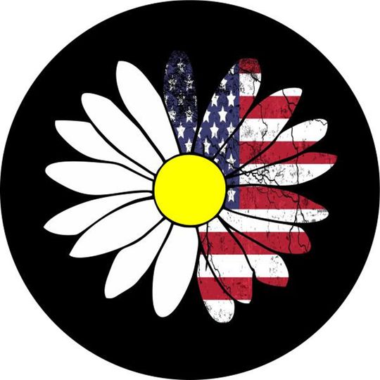Discover Daisy American Flag Spare Tire Cover