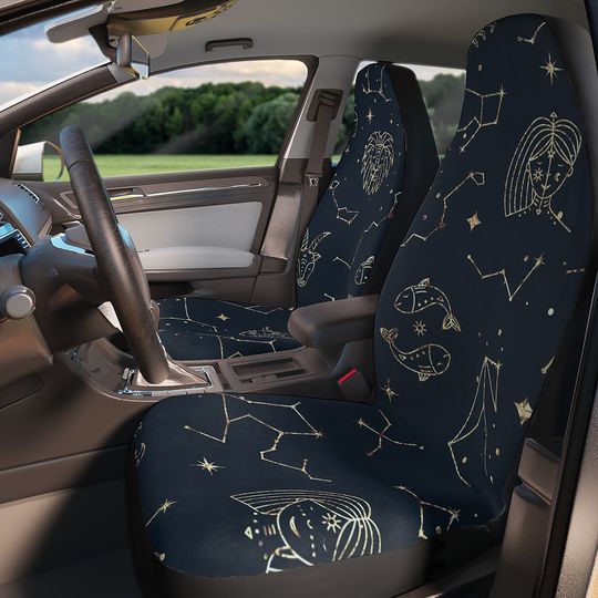 Discover Celestial Zodiac Signs Star Constellations Background Car Seat Cover