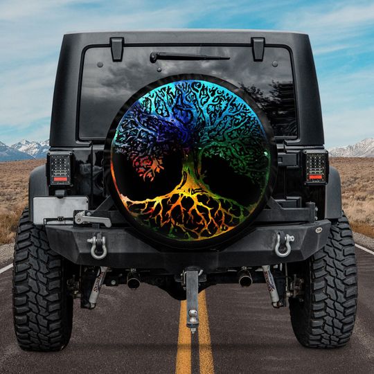 Discover Spare Tire Covers, Tree of Life Mandala Spare Tire Cover With Or Without Backup Camera Hole