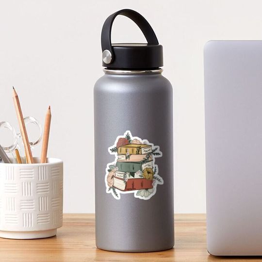 Discover Floral Books Sticker