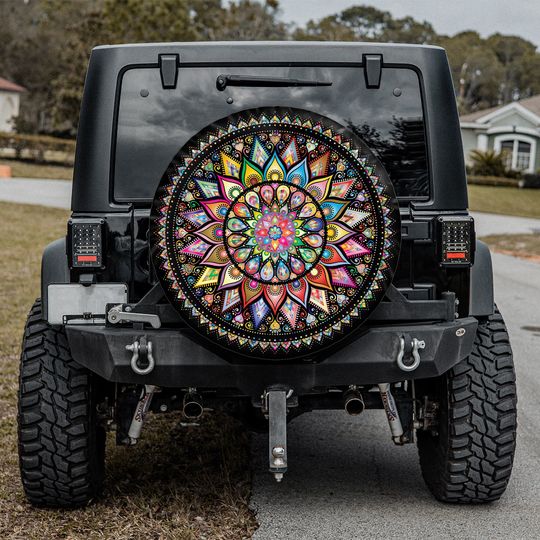 Discover RV Spare Tire Covers, Geometric Colorful Mandala Spare Tire Cover