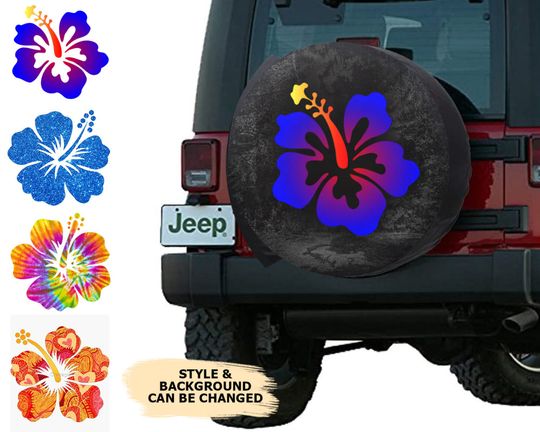 Discover Hibiscus Flower Spare Tire Cover, Hawaiian Flowers, Spare Tire Cover