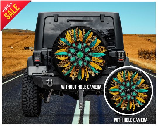 Discover Sunflower and Leopard Jeep Tire Cover, Stylish Spare Tire Protection