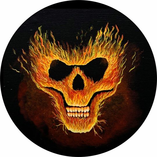 Discover Skeleton Flaming Skull Face Spare Tire Cover
