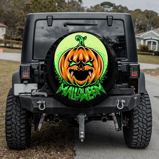 Discover Scary pumpkin head Spare Tire Cover Camper