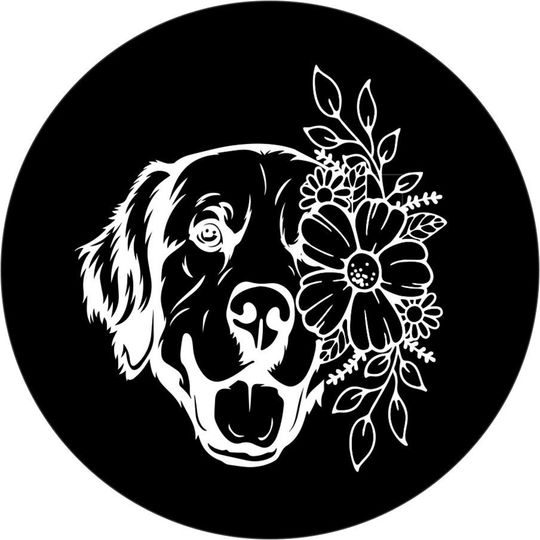 Discover Golden Retriever with Flowers Spare Tire Cover