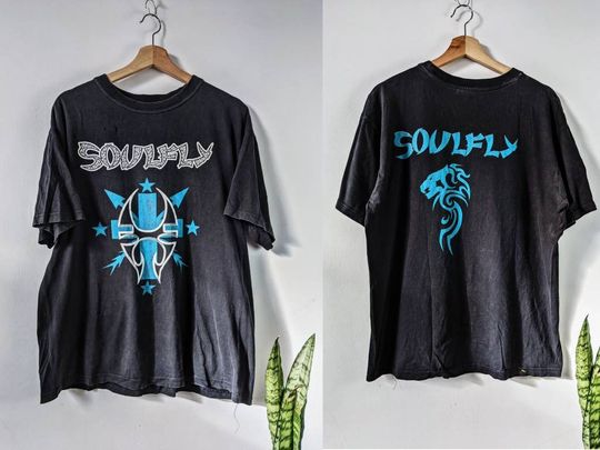 Discover Vintage Soulfly Merch T-shirt Double Side