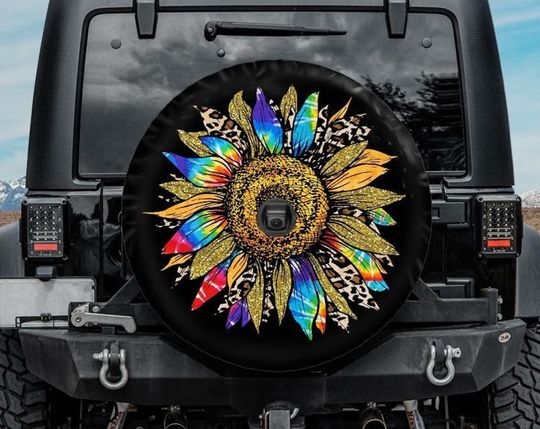 Discover Colorful Cheetah Sunflower Spare Tire Cover