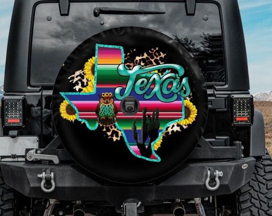 Discover Spare Tire Cover with Texas state, Backup Camera tire cover