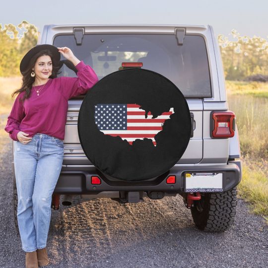 Discover American Flag Jeep Tire Cover - Spare Tire Cover