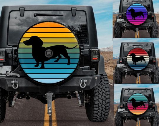 Discover Spare Tire Cover with Dachshund design, Backup Camera tire cover