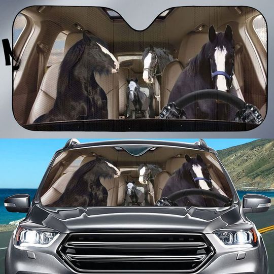 Discover Shire Horse Family Windshield Sunshade Shire Horse Driving Car Sunshade