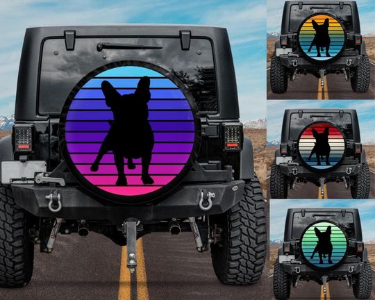 Discover Spare Tire Cover with Bulldog design, Backup Camera tire cover