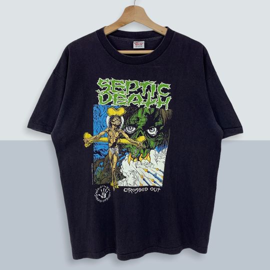 Discover Vintage 1990 Septic Death Crossed Out Tee T - Shirt 90s Pushead