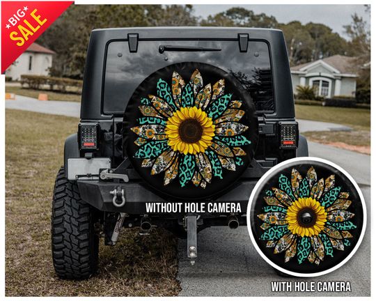 Discover Jeep Tire Cover Featuring Sunflower and Leopard Designs