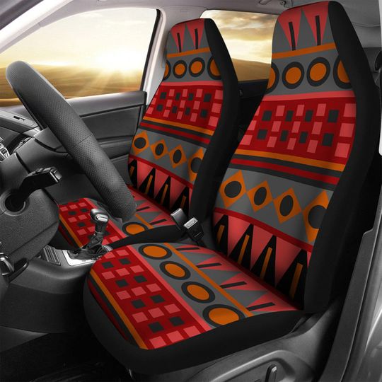 Discover Red Modern Aztec Car Seat Covers