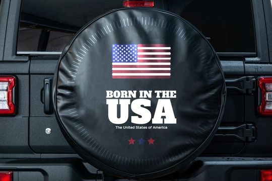 Discover Born USA Flag Spare Tire Cover