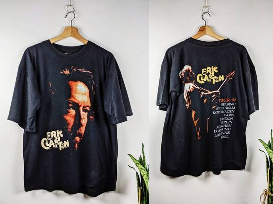 Discover Vintage Eric Clapton Merch T-shirt Double Side 1992 Tour