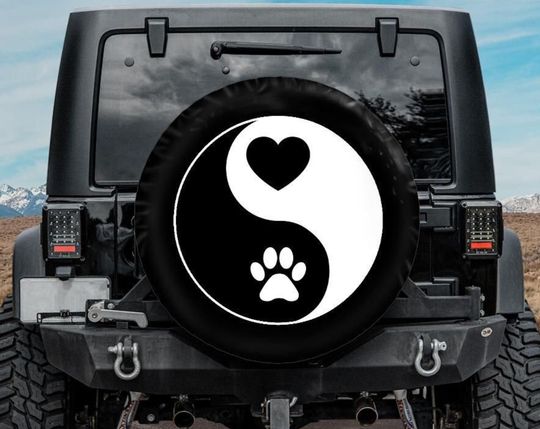 Discover Ying Yang Dog Paw Spare Tire Cover
