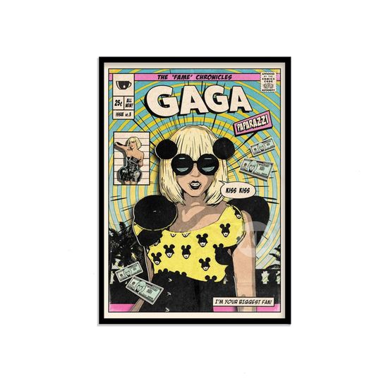 Discover Gaga Paparazzi Vintage Comic Cover Poster, Lady The Chromatica Ball Tour 2022 Poster