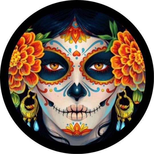 Discover Sugar Skull Flower Spare Tire Cover